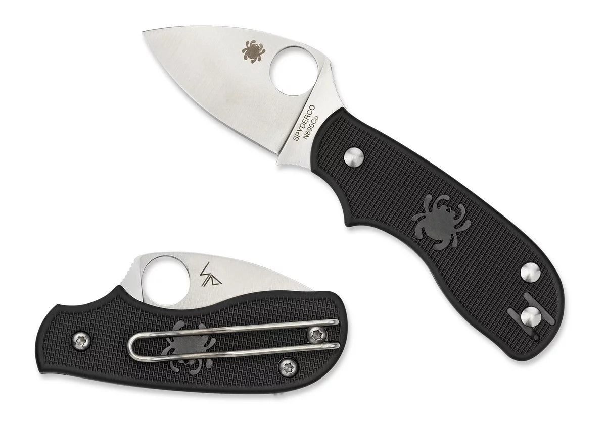 Spyderco squeak folder 2" n690co ss clip point plain blade frn black