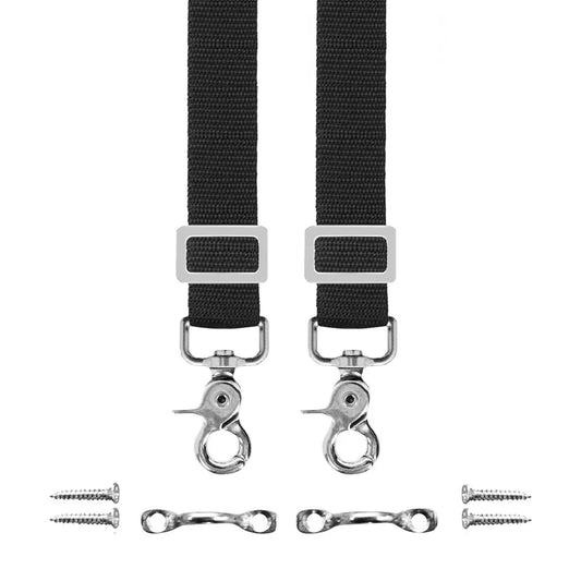 (2) bimini top straps 1" wide for 36", 46" 54" high stainless steel eye hooks