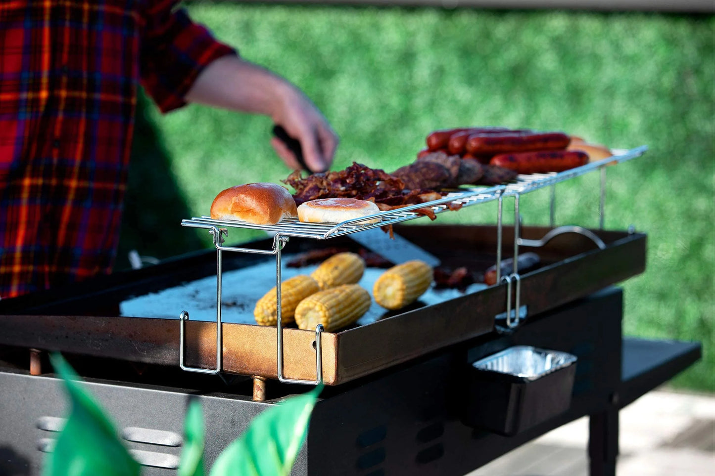 Yukon glory 31.5" stainless steel griddle warming rack designed for blackstone griddles