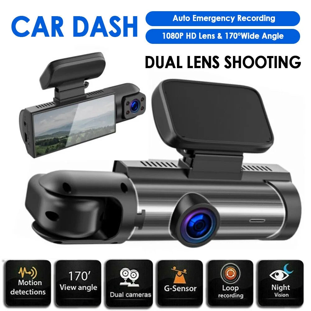 Vtin car dual lens dash cam hd 1080p video recorder camera g-sensor parking monitor