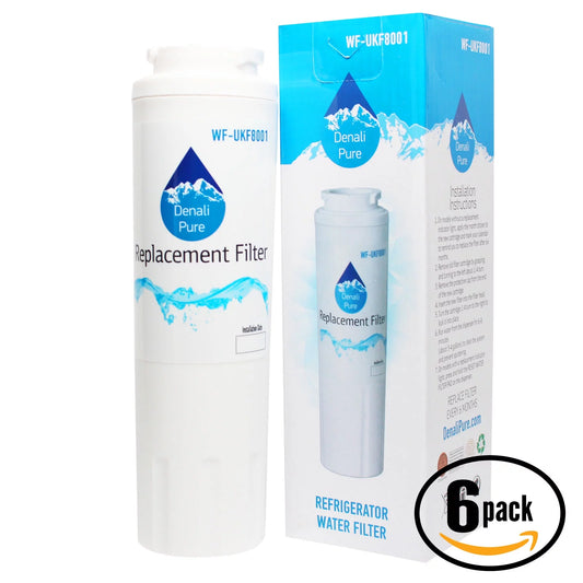 6-pack replacement for whirlpool gi0fsaxvy07 refrigerator water filter - compatible with whirlpool 4396395 fridge water filter cartridge - denali pure brand