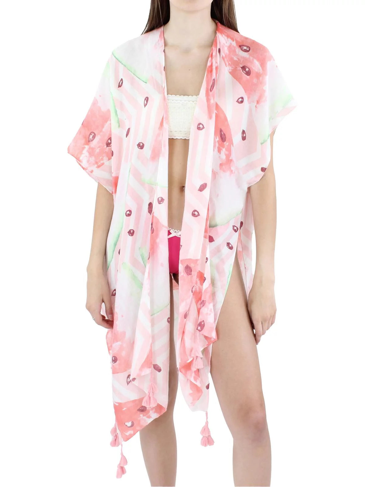 Area stars womens watermelon sheer printed shawl/wrap