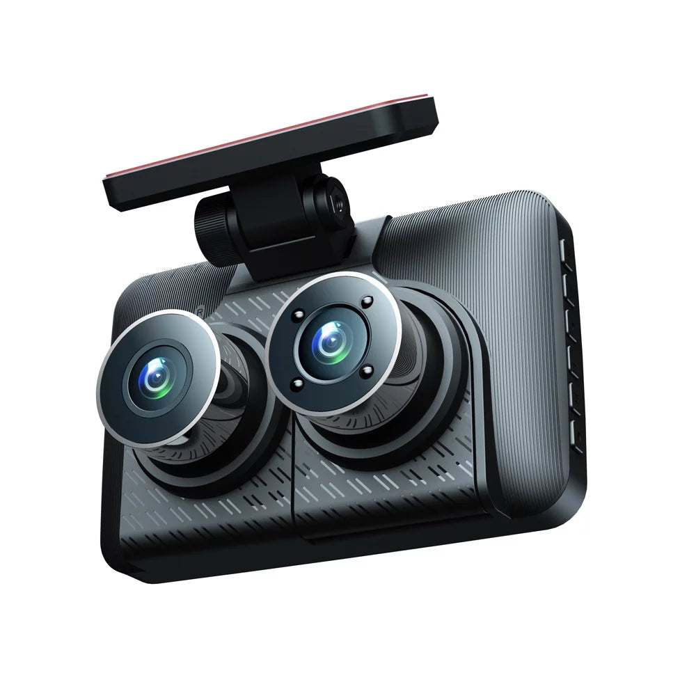 Andoer car video recording camcorder, triple channel dash cam, 4in clear car rearview mirror