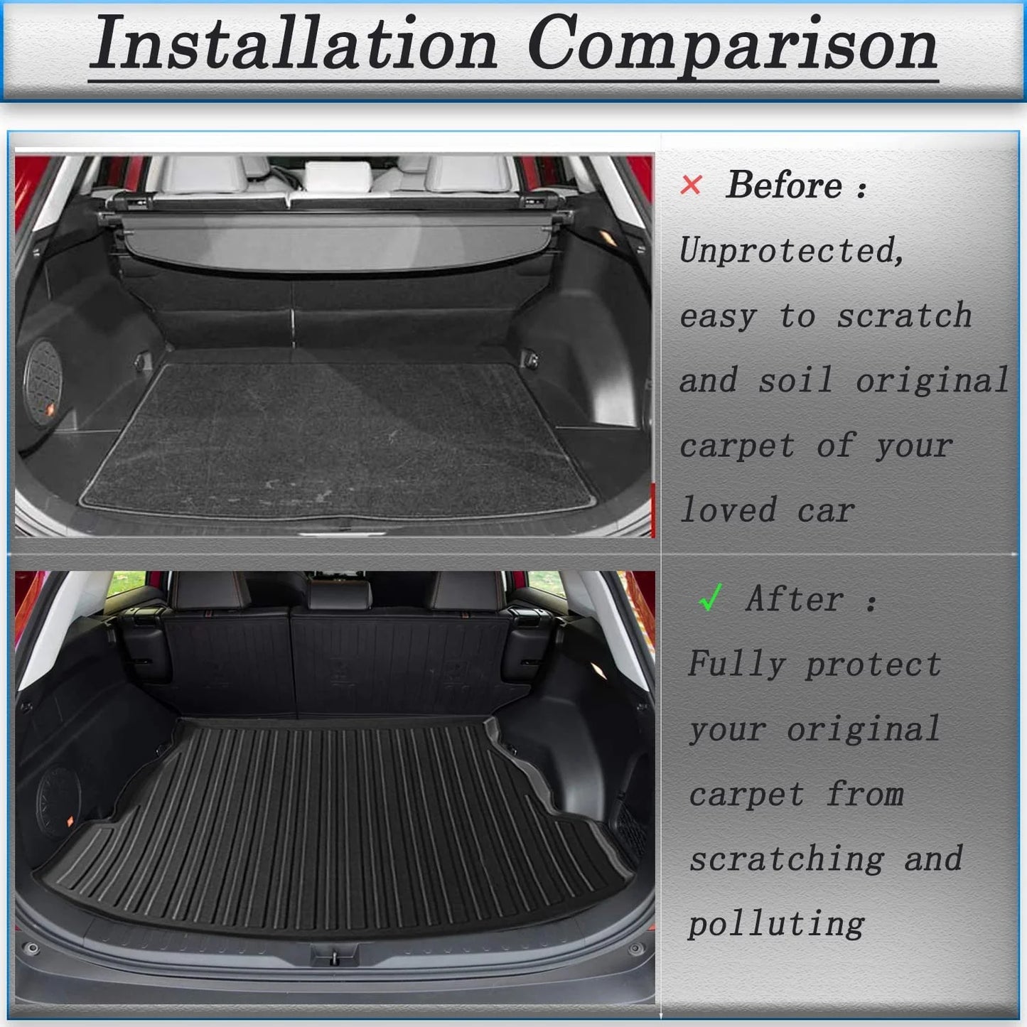 Tpo cargo mats cargo liner protection for 2017-2022 honda crv all weather no hybrid