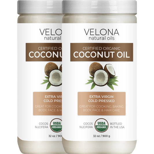 Velona usda certified organic coconut oil extra virgin - 64 oz | food and cosmetic grade | in jar | extra virgin, cold pressed | skin, face, body, hair care | use today - enjoy results