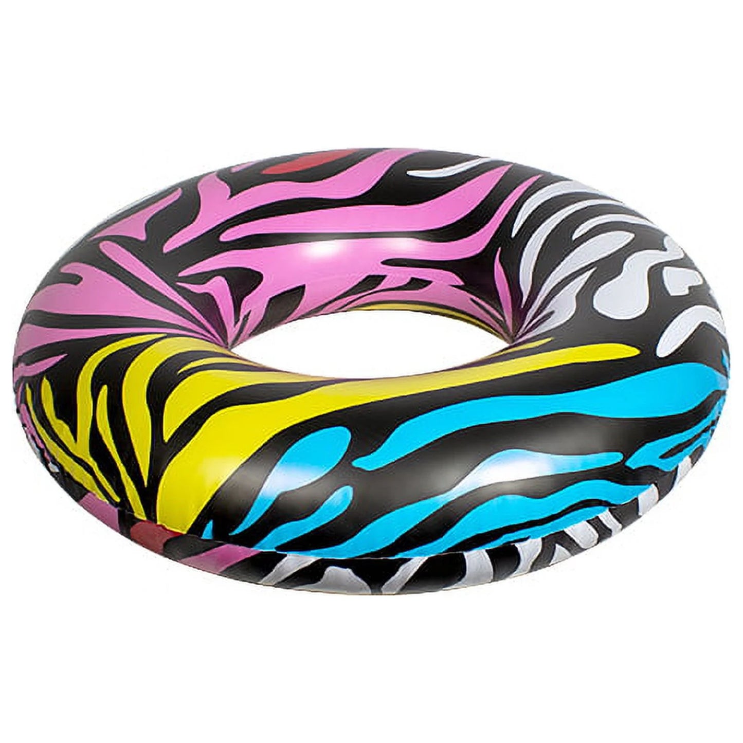 Swim central 39" multi-color zebra stripes inflatable inner tube ring float