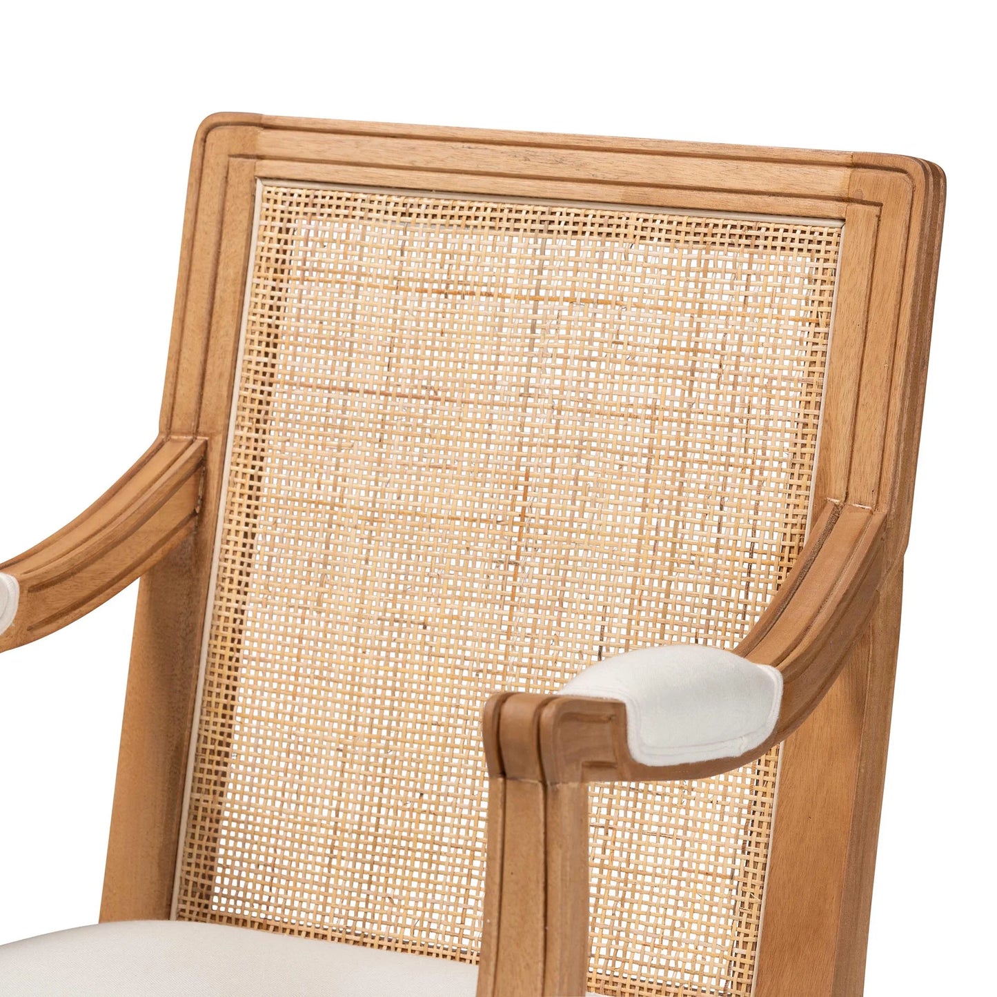 Baxton studio garridan traditional french beige fabric and honey oak finished wood accent chair