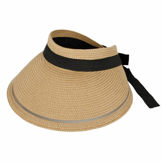 Withmoons womens wide brim packable sun visor summer beach hat slv1280 (beige)