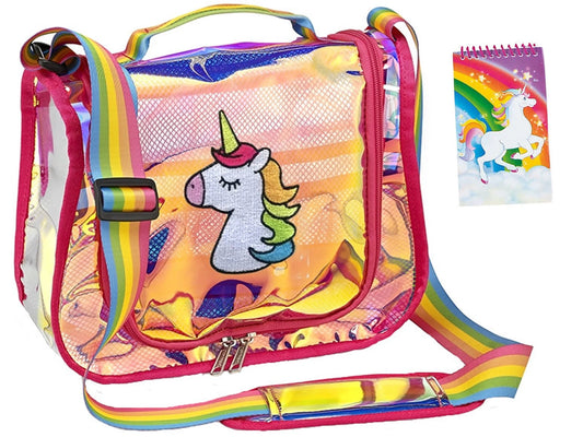 Unicorn toiletry cosmetic bag accessory bag, make-up bag & notepad bundle set