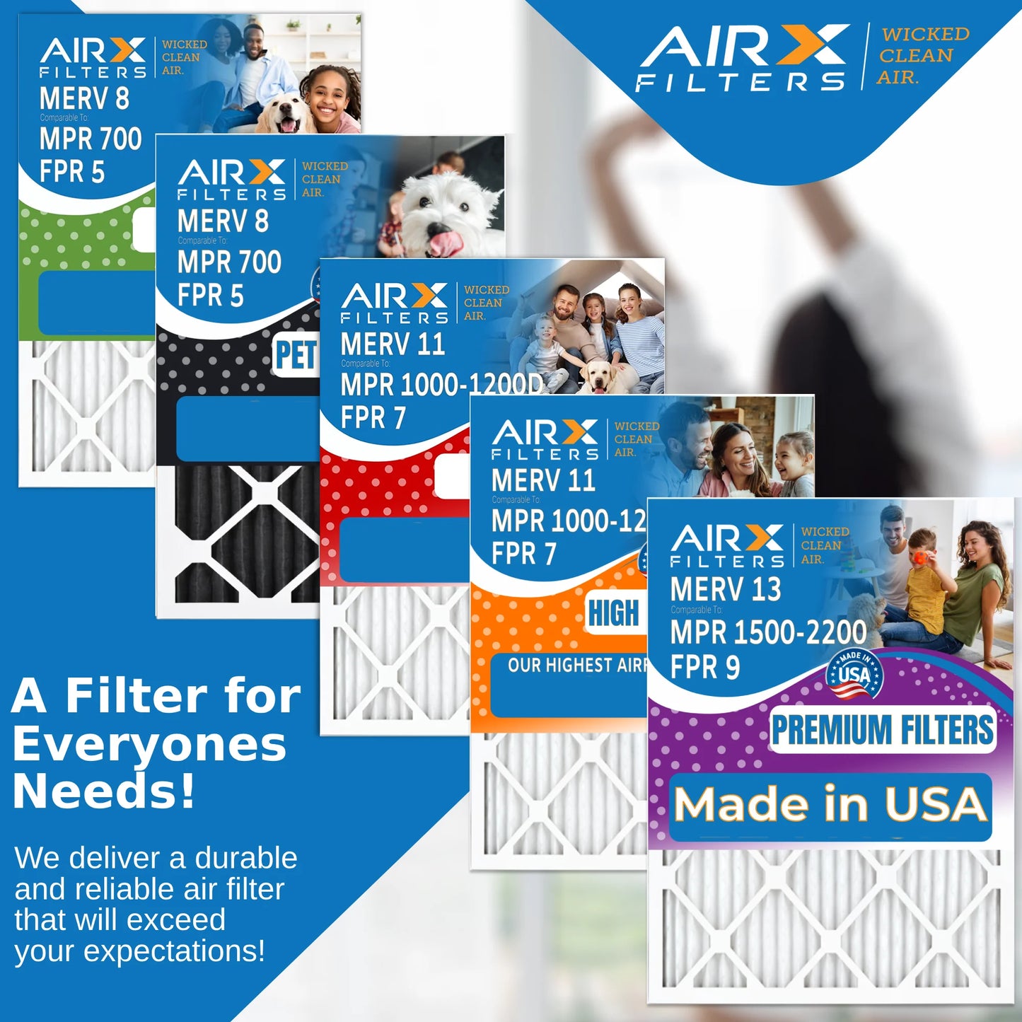 16x20x1 air filter merv 8 comparable to mpr 700 & fpr 5 electrostatic pleated air conditioner filter 6 pack hvac ac premium usa made 16x20x1 furnace filters by airx filters wicked clean air.