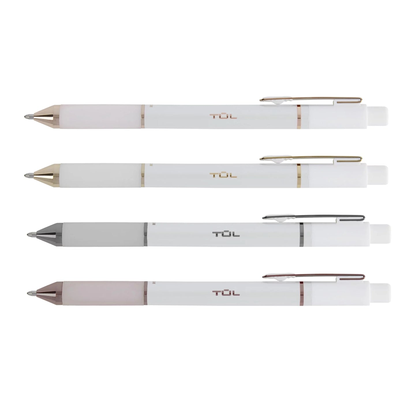 Tul® bp series retractable ballpoint pens, medium point, 1.0 mm, pearl white barrel, black ink, pack of 12 pens