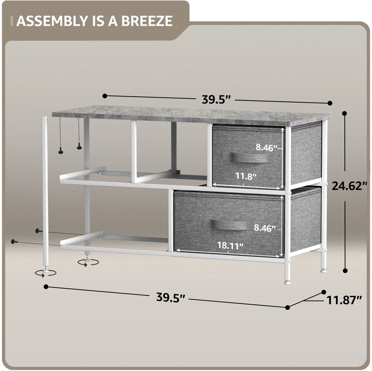 Storage cube dresser - grey