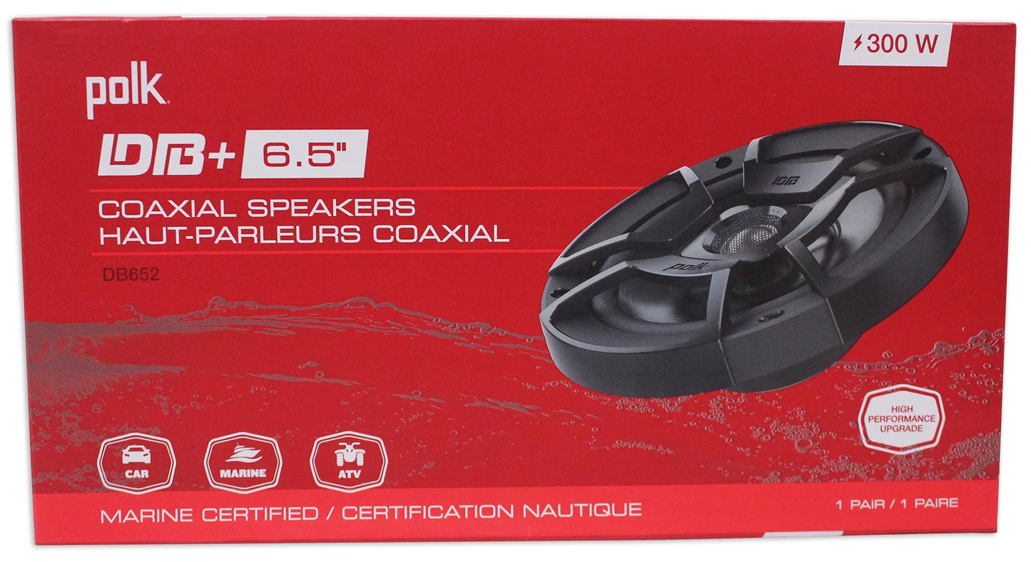 (2) polk audio db652 6.5" 300w car/marine/motorcycle speakers+speaker