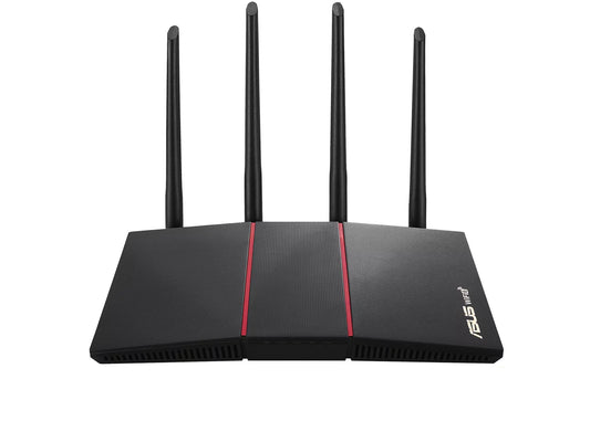 Asus rt-ax55 wi-fi 6 ieee 802.11ax ethernet wireless router - 2.40 ghz ism band - 5 ghz unii band - 4 x antenna(4 x external) - 225 mb/s wireless speed - 4 x network port - 1 x broadband port - gig...