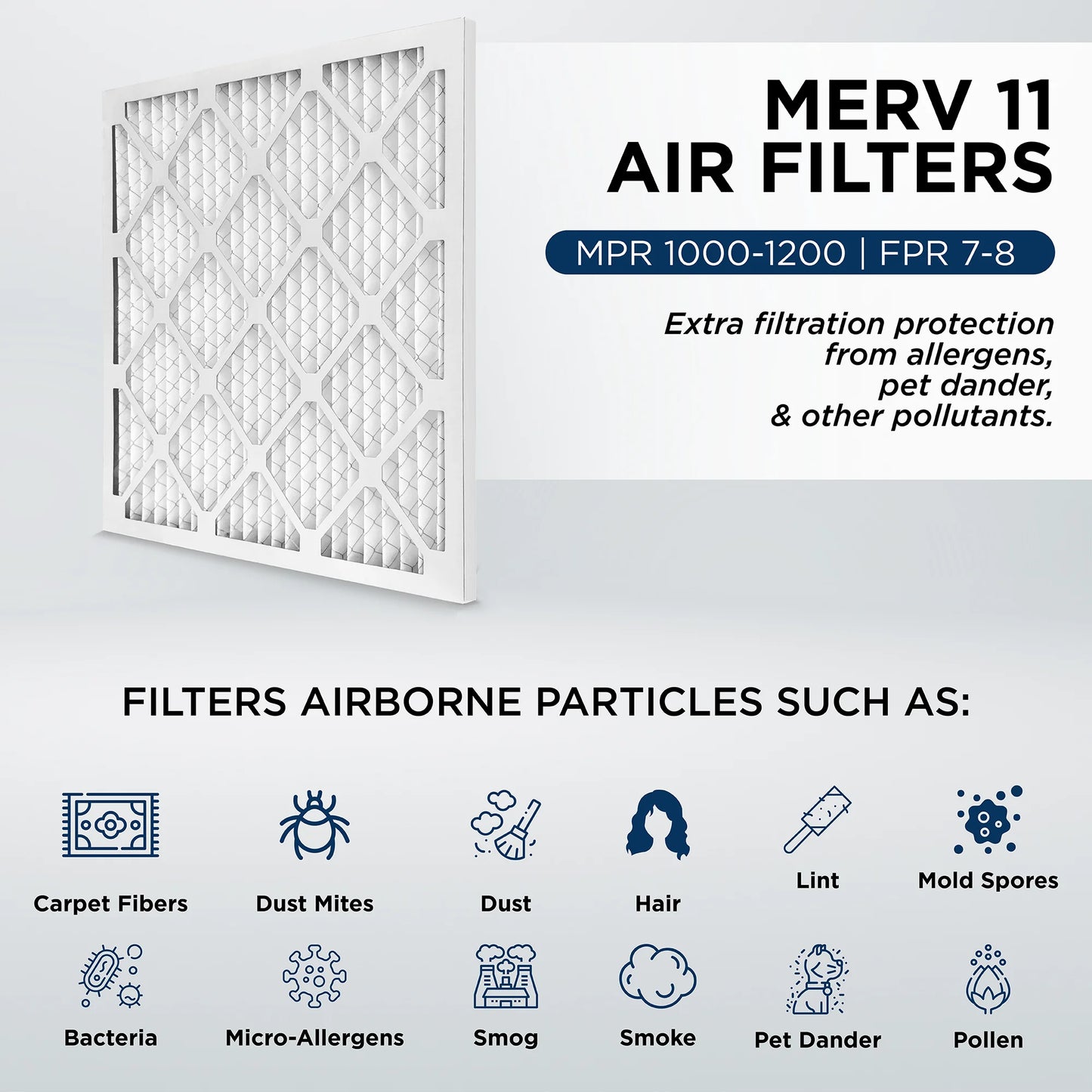 12x24x4 merv 11, mpr 1000 pleated ac furnace 4" air filters by pamlico. case of 6. actual size: 11-3/8 x 23-3/8 x 3-3/4