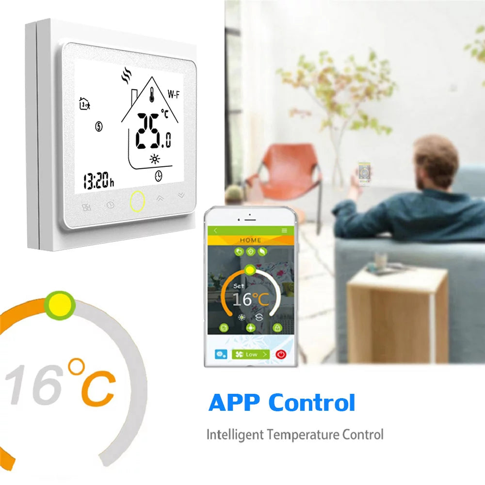 Tomshoo smart thermostat temperature controller wi fi control, compatible with home water/gas boiler