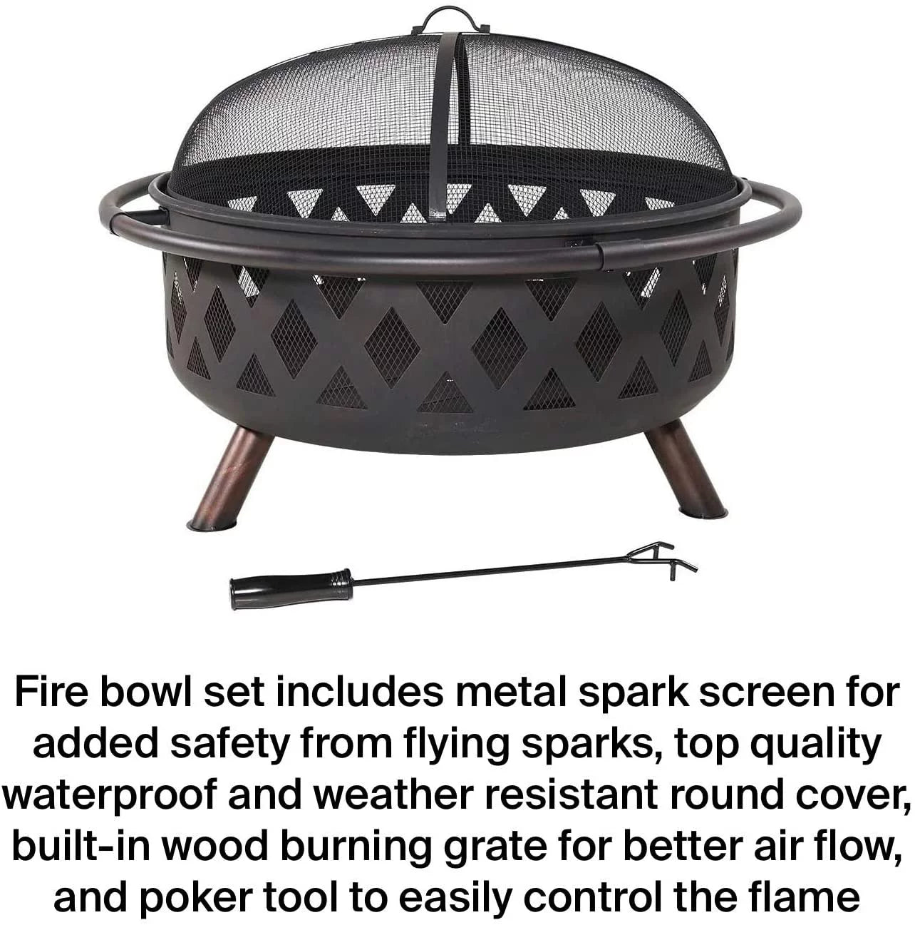 Ambrose portable outdoor campfire wood burning fire pit and grill pit