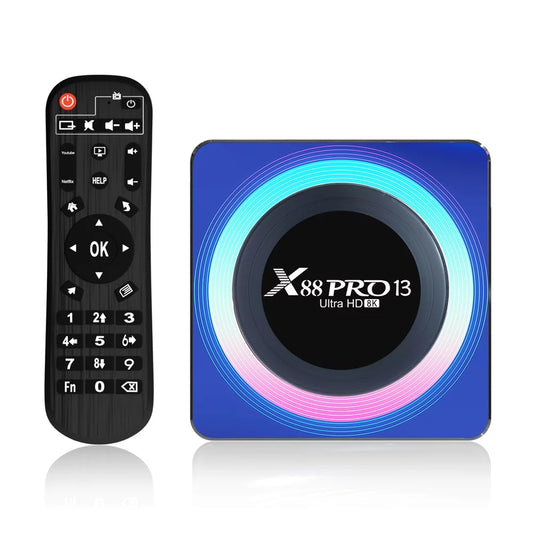 Android 13.0 tv box 4gb ram 32gb rom quad-core wifi6 dual band 2.4g/5.8g ethernet 1000m bt5.0 8k hdr10+ ultra hd usb3.0