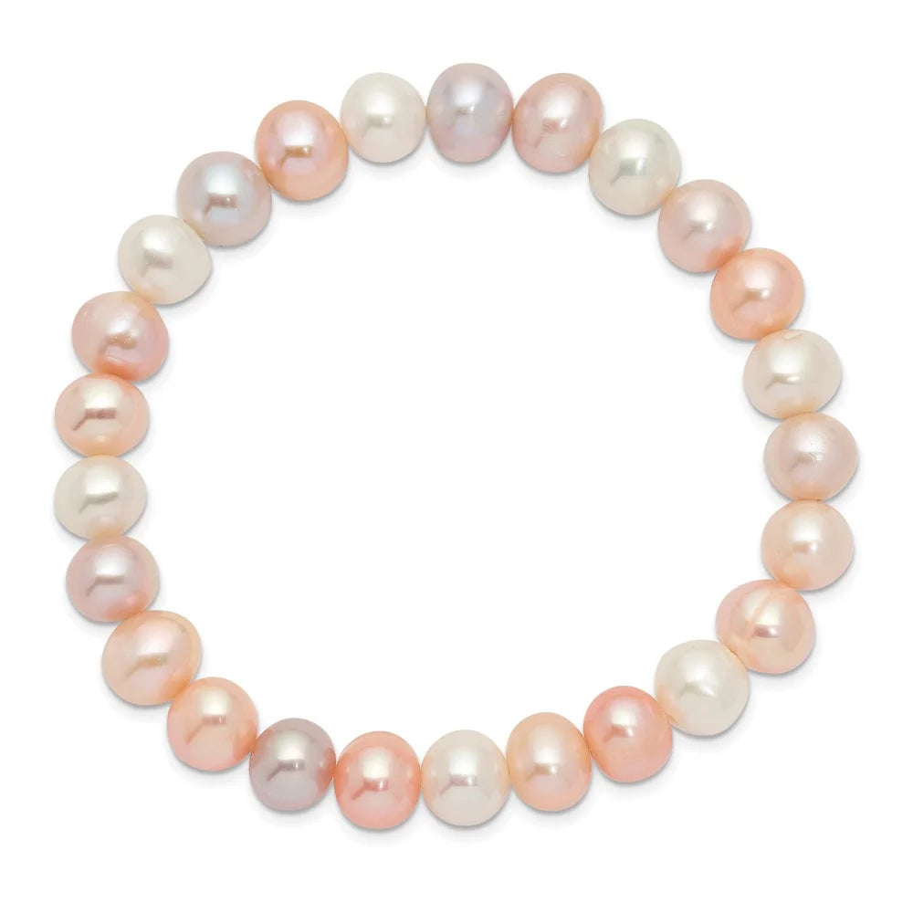 8-9mm fwc pearl white/pink/purple stretch bracelet qqh5465