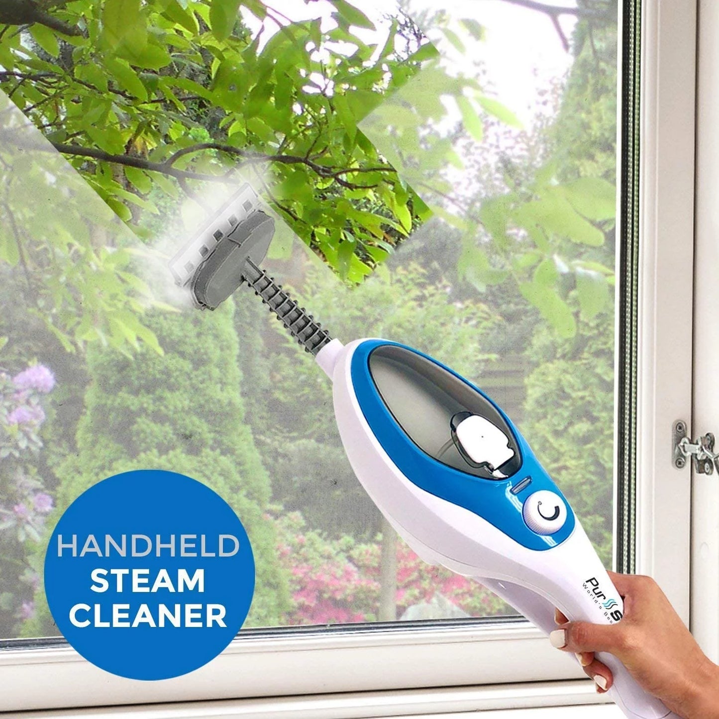 Steam mop cleaner 10-in-1 with convenient detachable handheld unit use on laminate, carpet