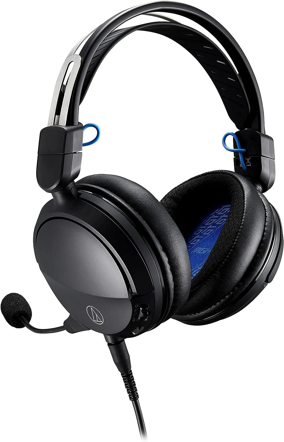 Audio technica ath-gl3bk closed-back wired gaming headset - black/blue with an additional 1 year coverage by epic protect (2022)