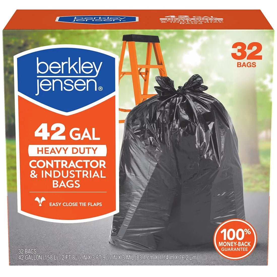 Berkley jensen 42-gal. 3mil heavy duty contractor and industrial use bags, 32 ct.