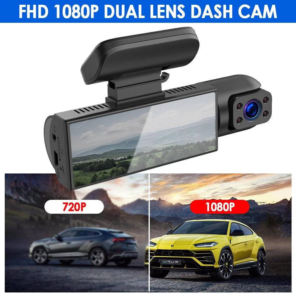 Vtin car dual lens dash cam hd 1080p video recorder camera g-sensor parking monitor