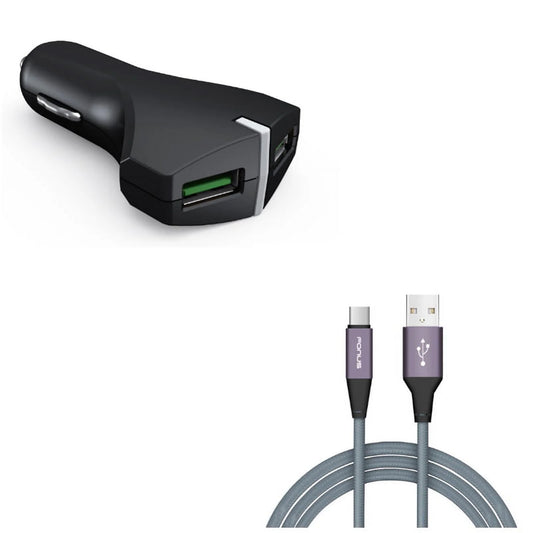 2-port usb 36w fast car charger w charger cord type-c 10ft usb cable m1g for samsung galaxy s10 plus s8 active 5g note 9 8 10 plus a9 a50 a20 a10e - sonim xp8 xp3 - sony xperia xzs xz3 xz1 xa1