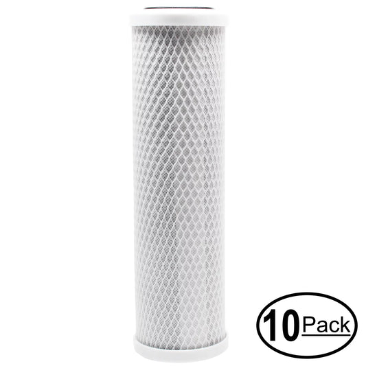 10-pack replacement for ge gxrm10rbl activated carbon block filter - universal 10 inch filter for ge reverse osmosis filtration system - denali pure brand