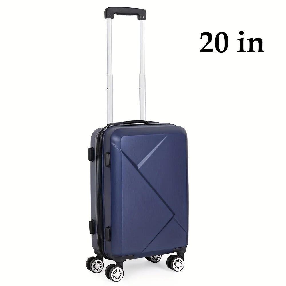 20 inch hardside carry-on luggage for travel business, 20-inch suitcase with four spinner wheels and scratch-resistant surface, lock - blue