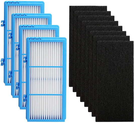 Vacushop replacement filters for holmes aer1 hepa type total air filter, replacement filters for hapf30at and hap242-nuc, 4 hepa + 8 carbon booster filters