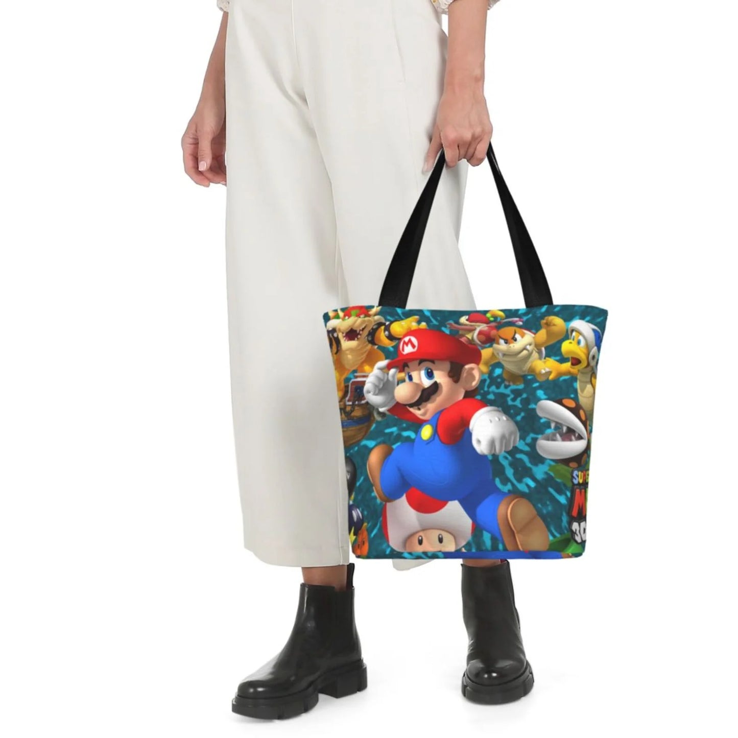 Super mario 3d land women's tote bag large capacity shoulder handbag for travel beach shopping business work school