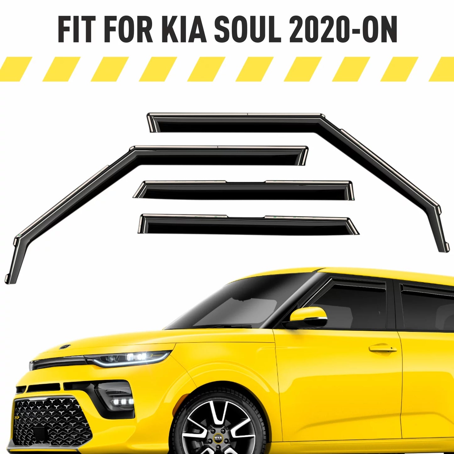 Aeroguys in-channel window deflectors extra durable window visors rain guards fit for kia soul 2020-2024, sun visors, wind vent visors, car accessories- 4pcs. ag0284