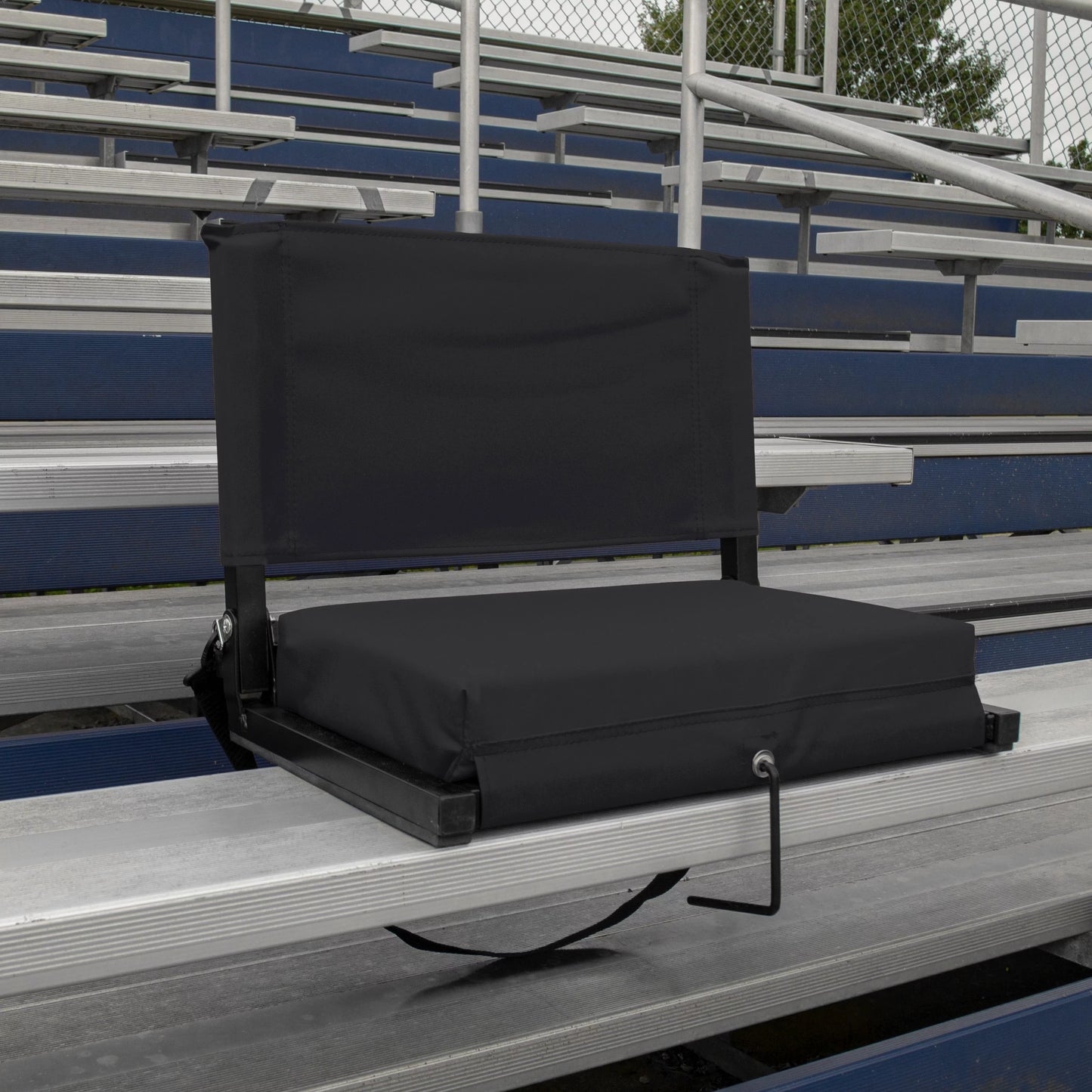 Stadium chairs for bleachers with back support by outdoor leisure products, large ultra-padded seat for complete comfort, easy carry handle with adjustable shoulder strap