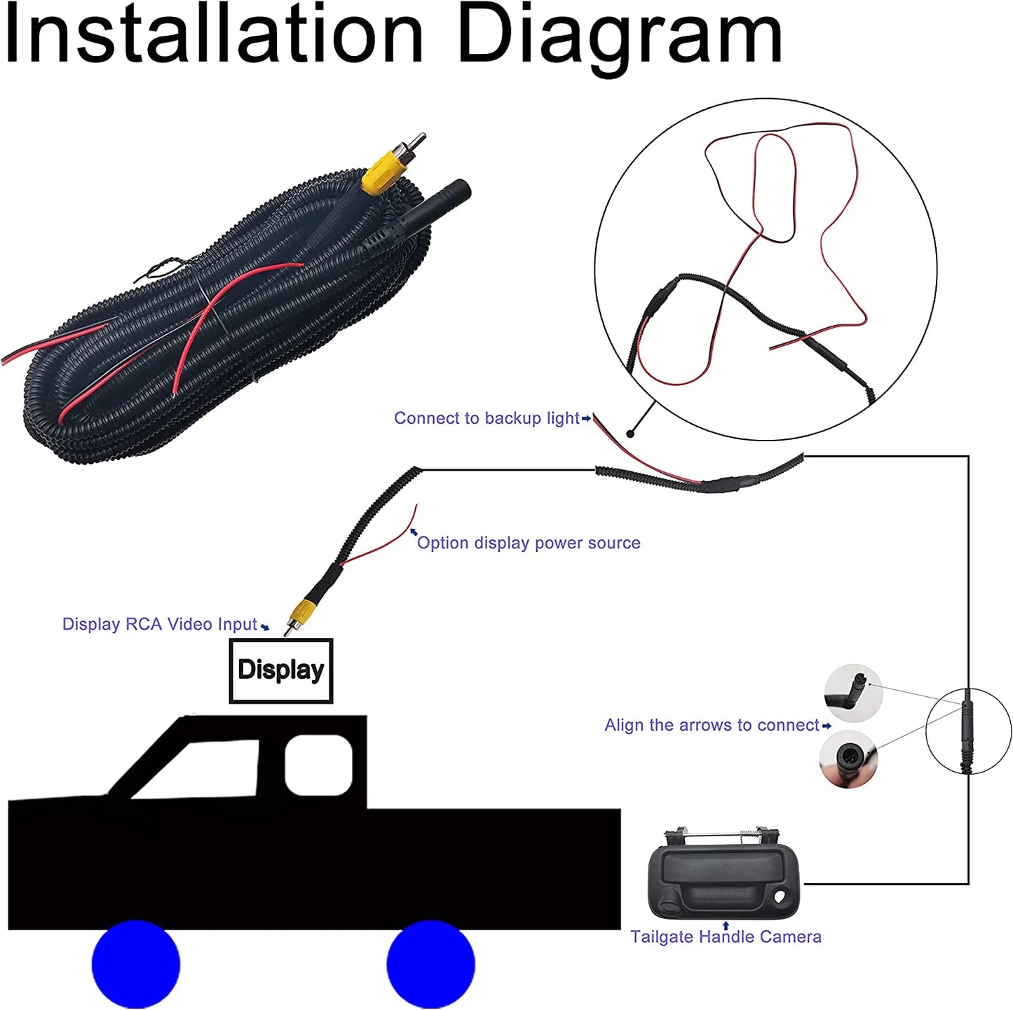 Tailgate handle with camera, oe: #8l3z-9943400-ac, compatible with ford f150, f250, f350, f450, f550 (black)