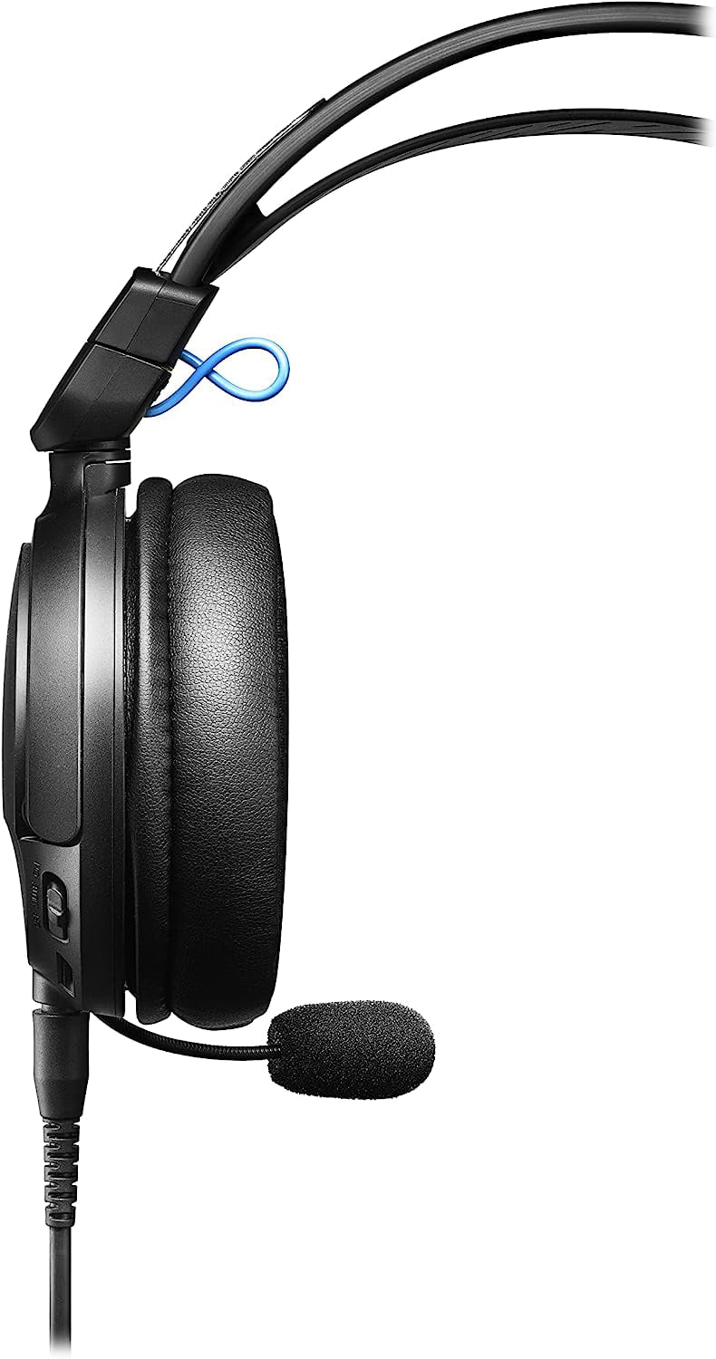 Audio technica ath-gl3bk closed-back wired gaming headset - black/blue with an additional 1 year coverage by epic protect (2022)