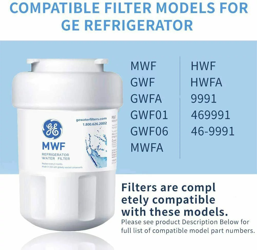 6 pcs mwf fridge water filter replacement ,compatible with for smartwater mwf, mwfint, mwfp, mwfa,gwf, gwfa refrigerator water filter