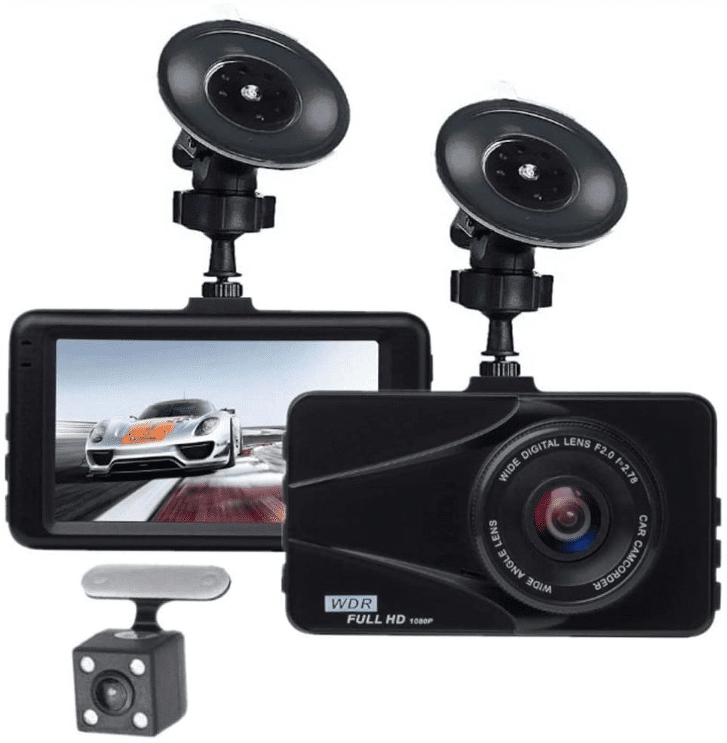 T670 plus dvr dash cam for bmw dual travel recorder full hd 3" lcd screen 170° wide angle, wdr, g-sensor, loop recording motion detection excellent video images