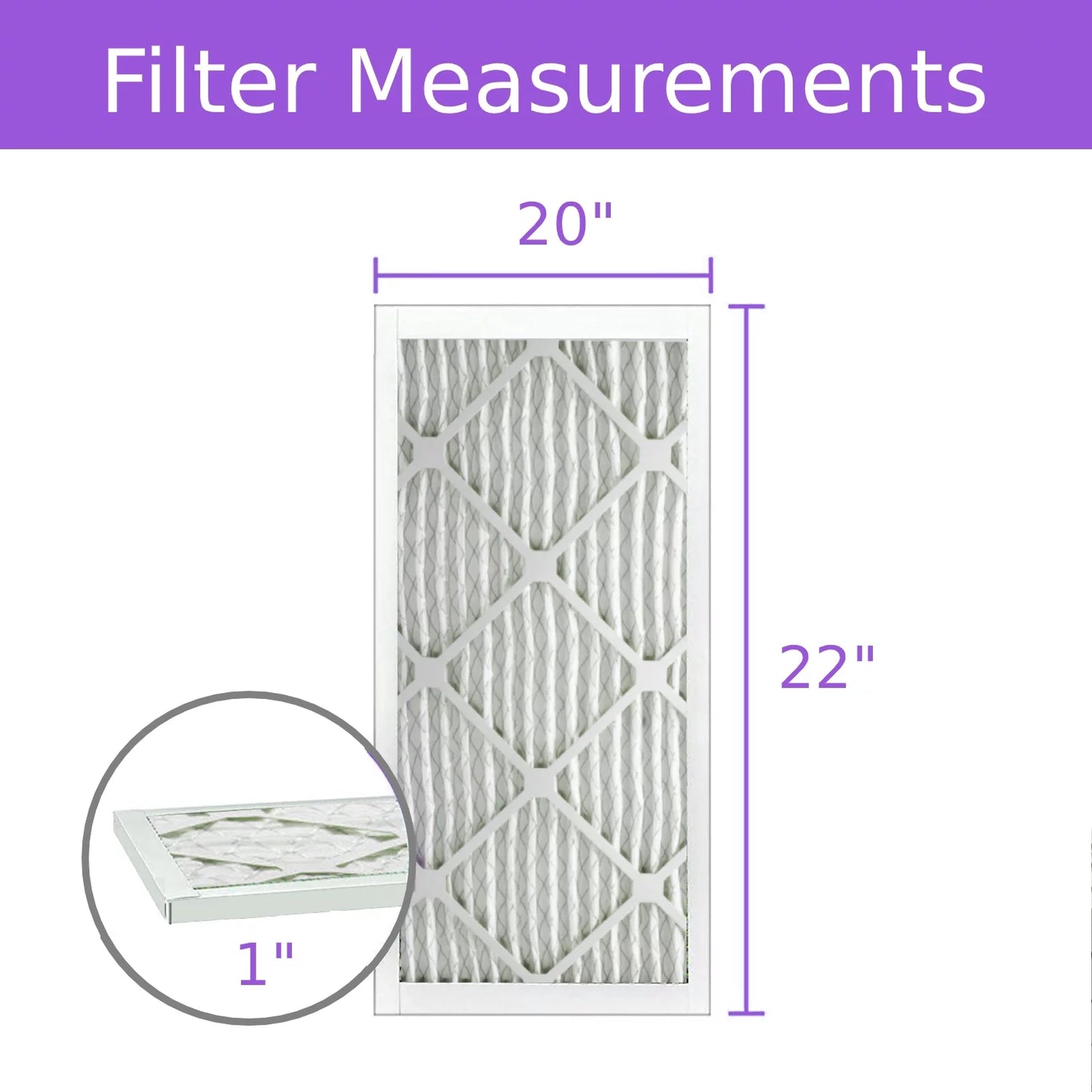 20x22x1, purolator dmk80 extended surface pleated air filter, mechanical merv 8, (6 pack)