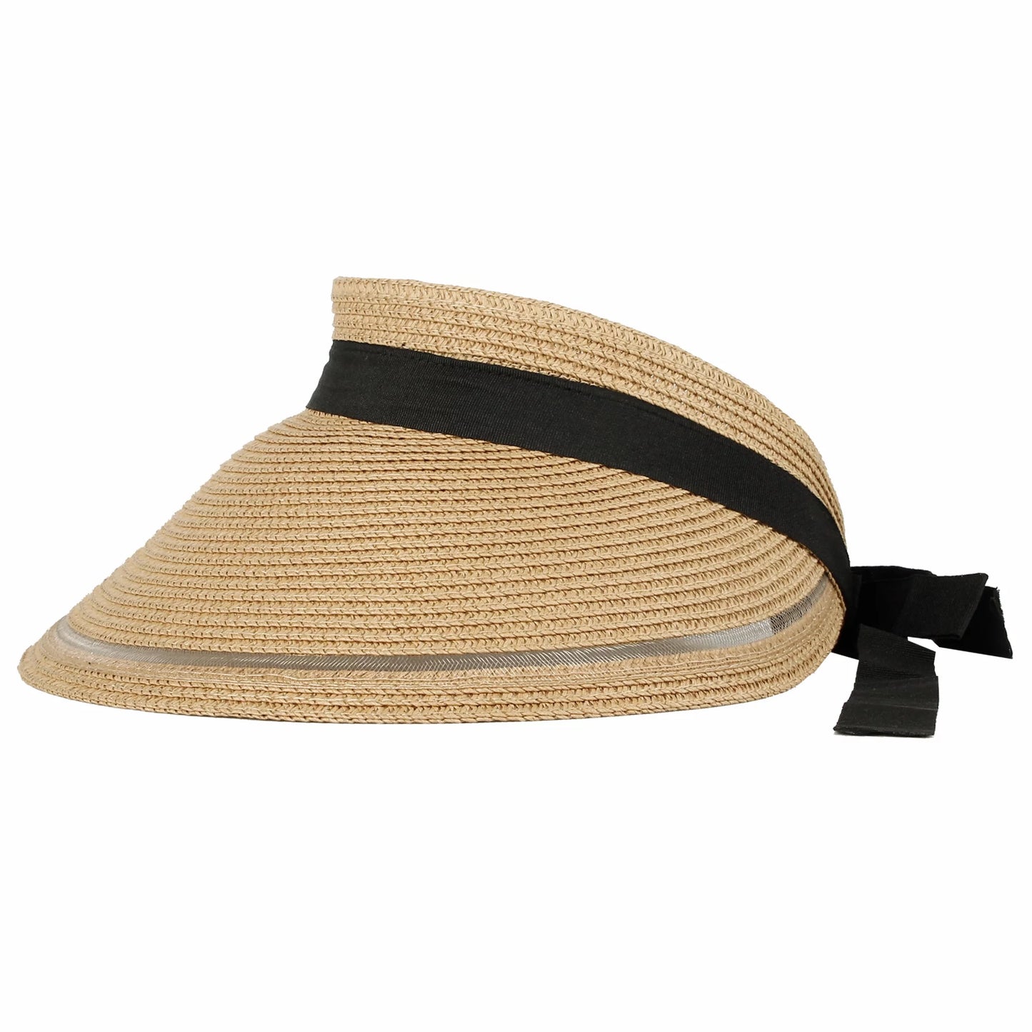 Withmoons womens wide brim packable sun visor summer beach hat slv1280 (beige)