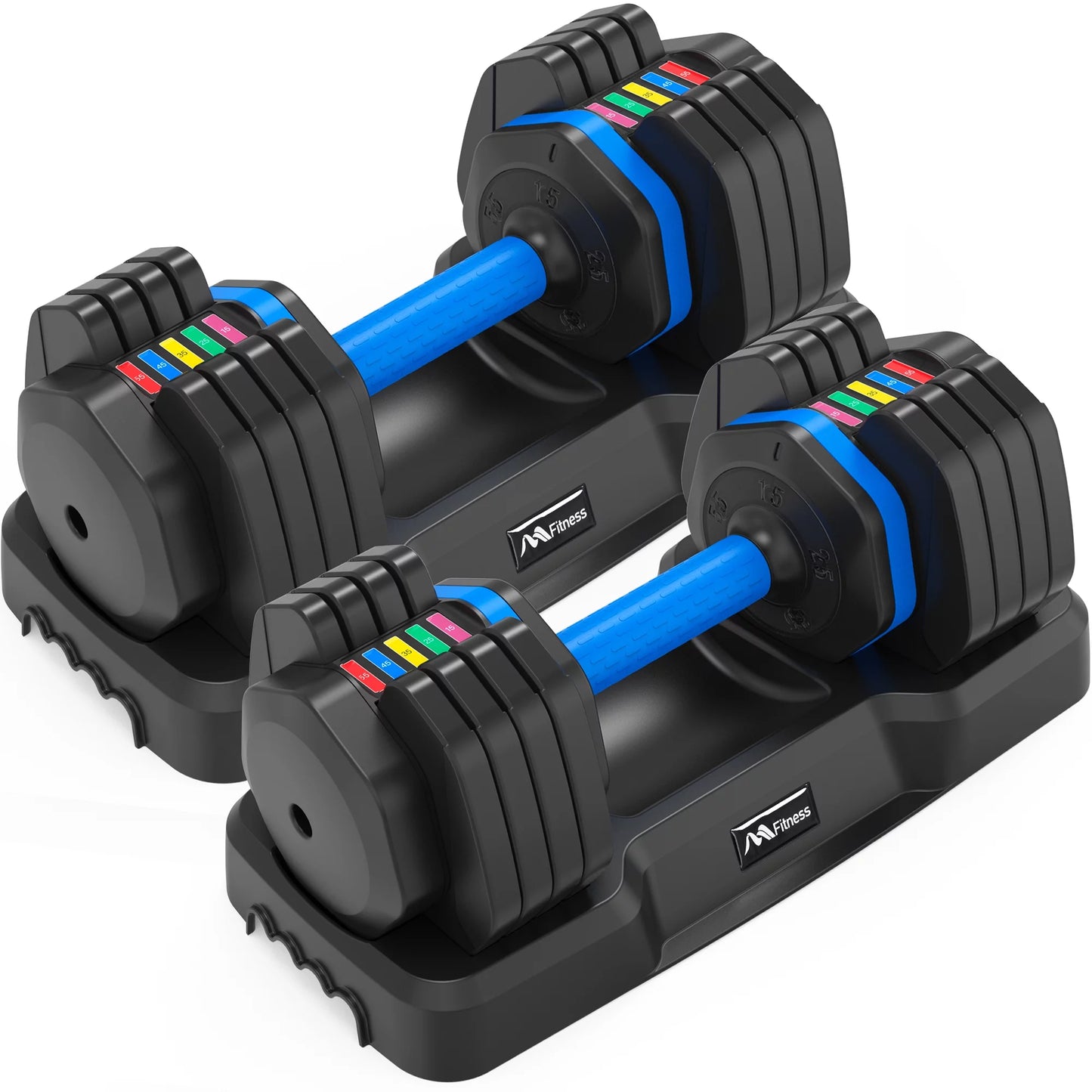 Adjustable dumbbell - 55lb x2 dumbbell set of 2 with anti-slip handle, fast adjust weight by turning handle with tray, exercise fitness dumbbell suitable for full body workout