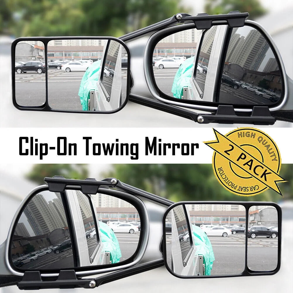 Xukey 2x universal adjustable trailer dual tow mirror extension car blind spot w/strap fit for pickup truck