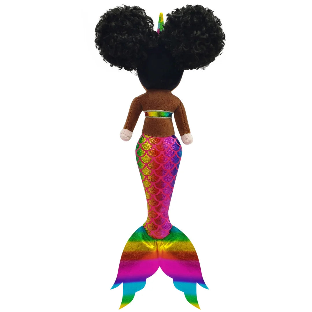 Aaliyah mermaid unicorn doll with iridescent tail and matching top - 16 inch