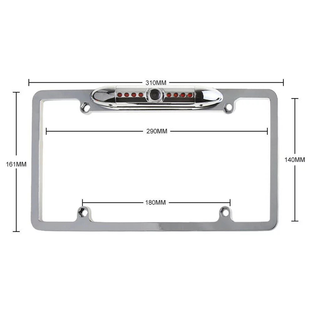 Universal slim chrome license plate hd camera with wide viewing angle