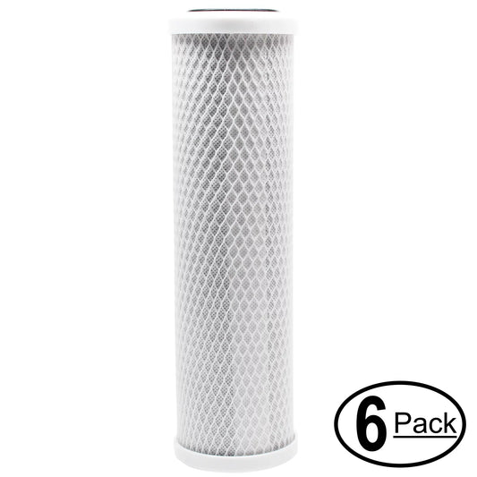 6-pack replacement for maxwater 101048 activated carbon block filter - universal 10 inch filter for maxwater 5 stage 125 gpd reef aquarium reverse osmosis water system - denali pure brand