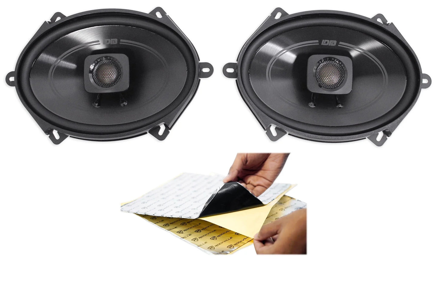 (2) polk audio db572 5x7" 225w car audio atv/motorcycle/boat speakers + rockmat