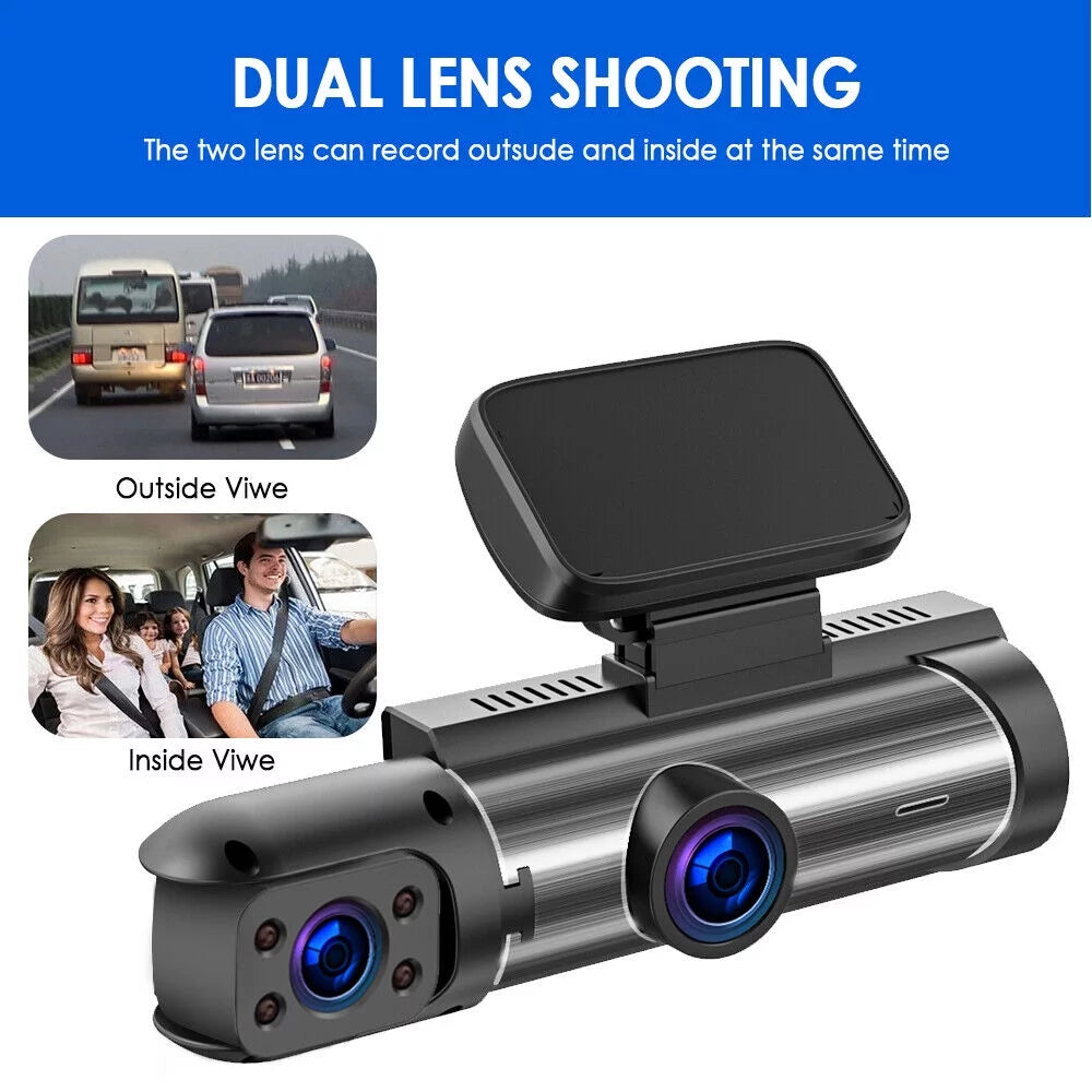 Vtin car dual lens dash cam hd 1080p video recorder camera g-sensor parking monitor