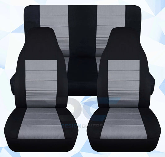 T230-designcovers compatible with 2003-2006 jeep wrangler lj 2door seat covers:black and silver - full set front&rear