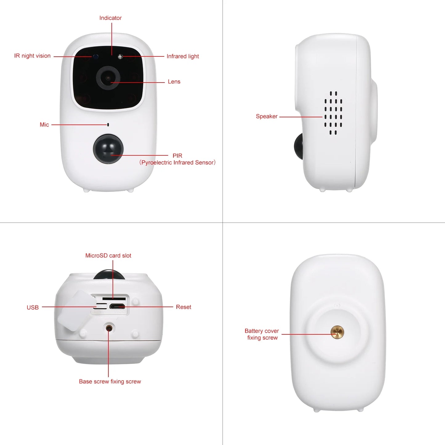 Wireless rechargeable battery powered , home , wifi with motion detection ir , indooroutdoor with mic and speaker