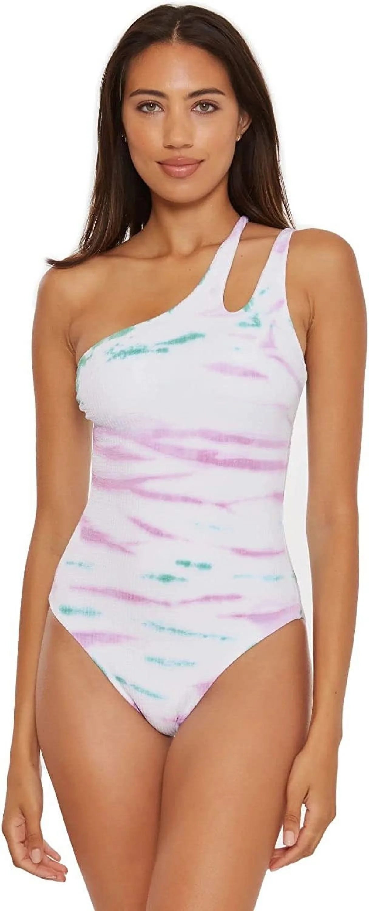 Becca by rebecca virtue orchid/jasper one-shoulder one-piece swimsuit, us small